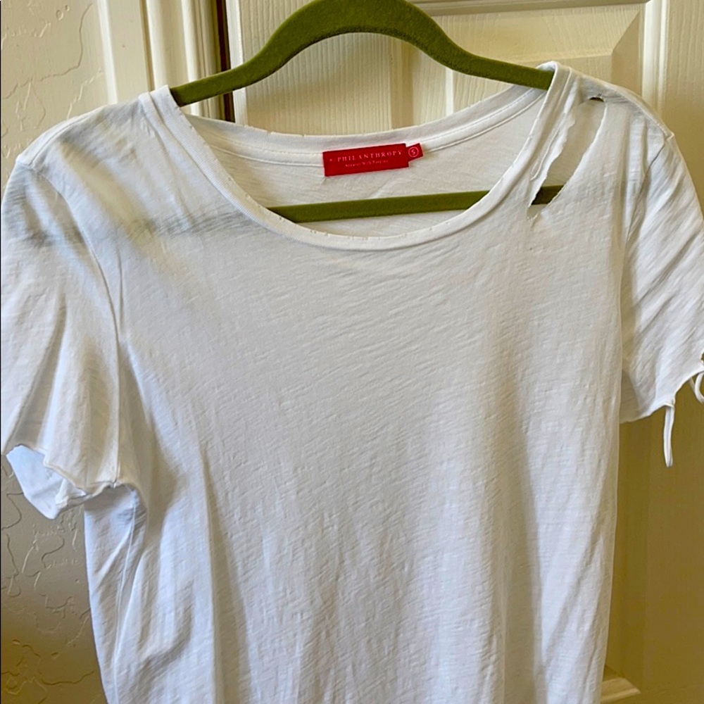 Philanthropy distressed white T-shirt